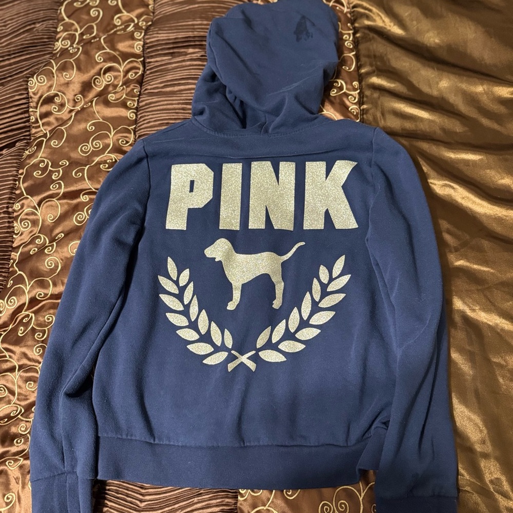 PINK Victoria's Secret Blue Hoodie Sweater